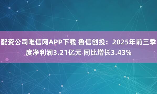 配资公司唯信网APP下载 鲁信创投：2025年前三季度净利润3.21亿元 同比增长3.43%